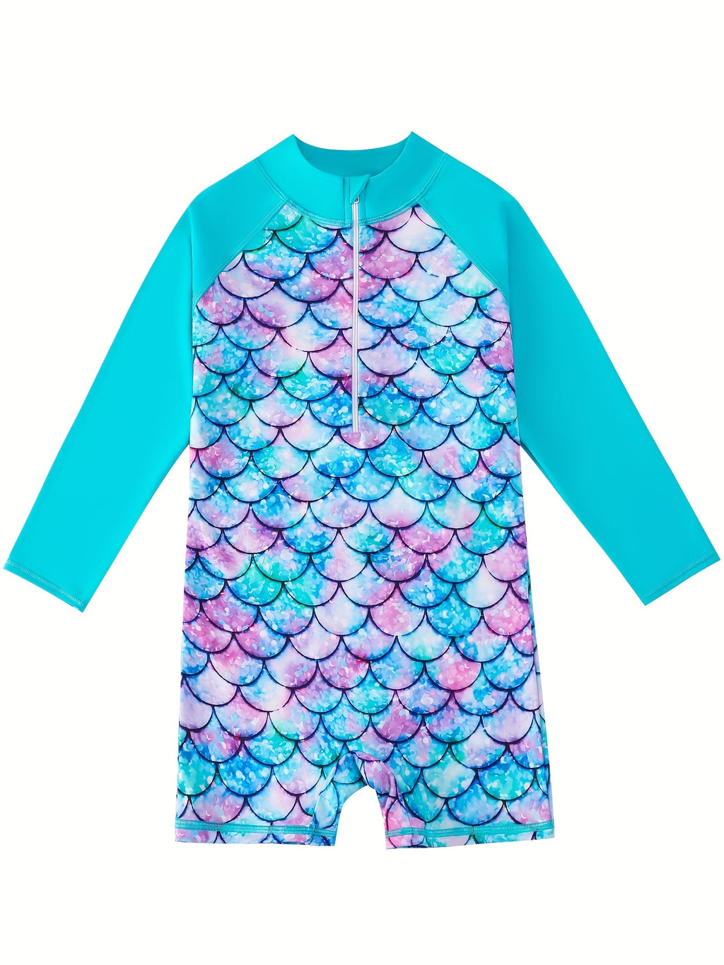 One-piece Enchanting Mermaid Swimsuit for Girls - Vibrant Colors & Stretchable Comfort - Ideal for Pool Parties & Beach Outings