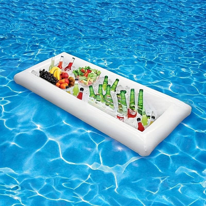 1pc Premium Ice-Chilled Inflatable Buffet Tray - Multi-Compartment Food & Drink Organizer for Indoor/Outdoor BBQ, Picnic, Pool Parties - With Convenient Drain System
