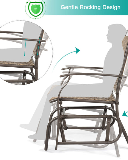 NNECW 2 Pieces Outdoor Single Glider Chair with Steel Frame for Pool Patio