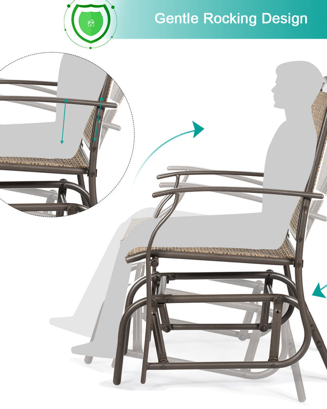 NNECW 2 Pieces Outdoor Single Glider Chair with Steel Frame for Pool Patio