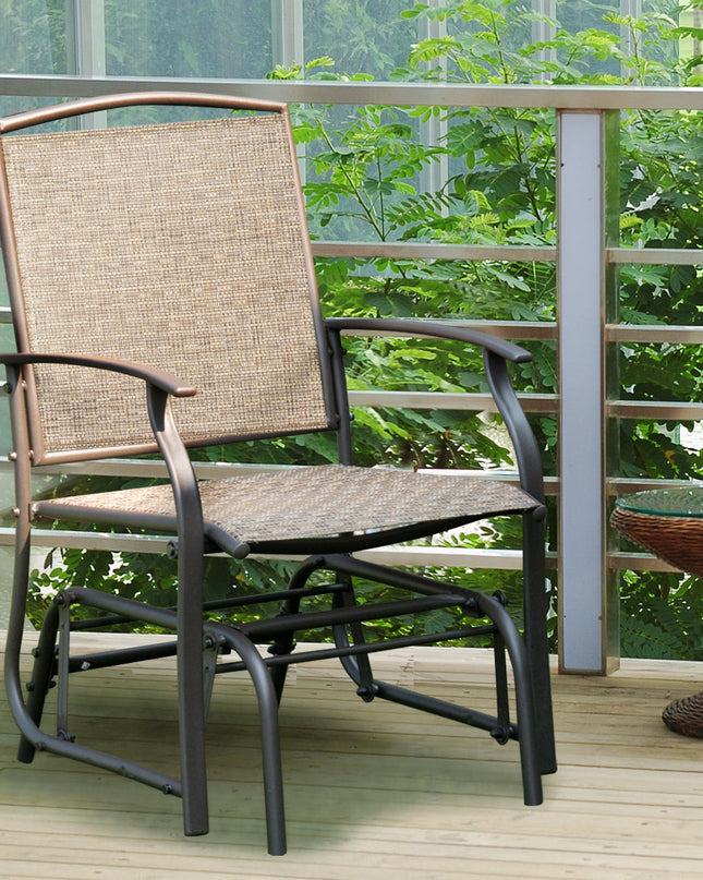 NNECW 2 Pieces Outdoor Single Glider Chair with Steel Frame for Pool Patio