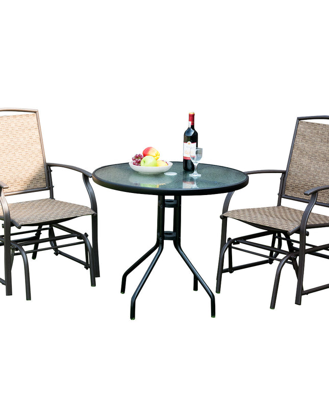 NNECW 2 Pieces Outdoor Single Glider Chair with Steel Frame for Pool Patio